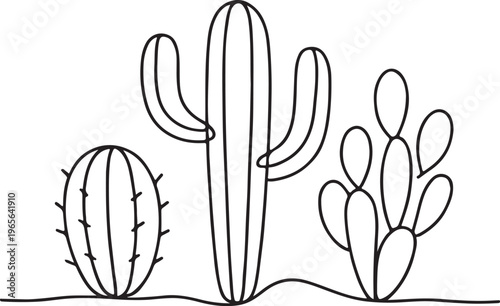cactus, silhouette, graphic, illustration, drawing, vector, isolated, design, nature, plant, art, continuous, desert, icon, line, single, outline, succulent, Mexican, abstract, element, white, black, 