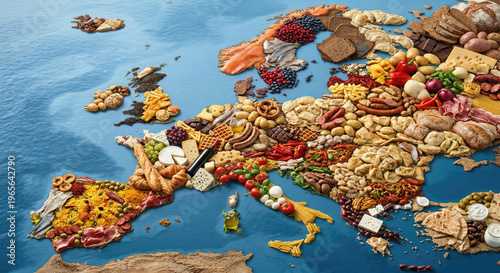 Europe represented as a map of various foods