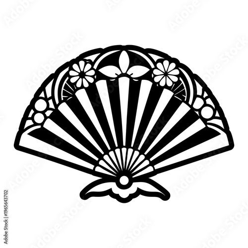 A filled style icon of paper fan tattoo