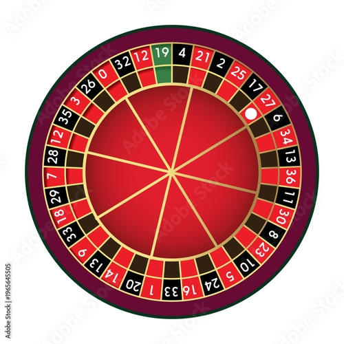 Roulette wheel icon vector illustration. Casino roulette wheel. colorful casino poker chips. Editable stroke.