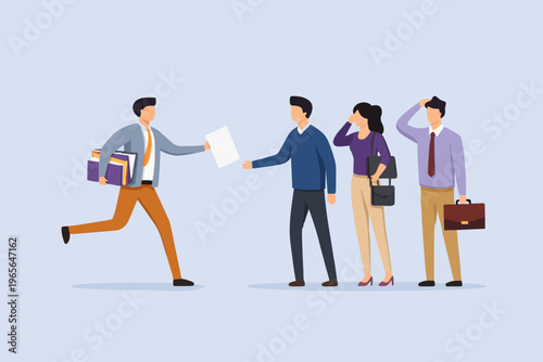 People with boxes and papers