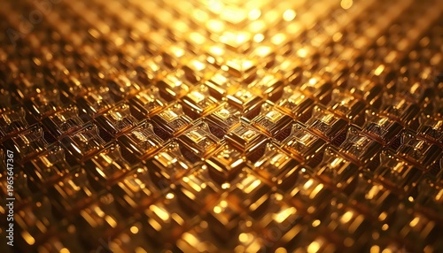 Futuristic Gold Square Network Abstract Luxury Background Design