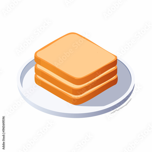 Simple Vector Icon of Stacked Loaf Bread Slices on a Plate, Perfect for Breakfast Toast or Sandwiches