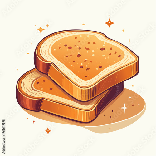 Stack of toasted bread slices with a warm glow and sparkling highlights