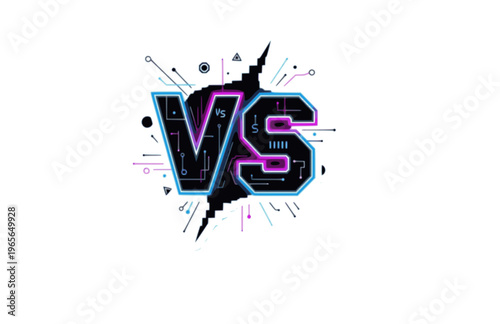 Retro Pixel Art VS Versus Logo Silhouette Sticker, 8-Bit Digital Nostalgia Vector, Cyber Future Gaming Icon Illustration