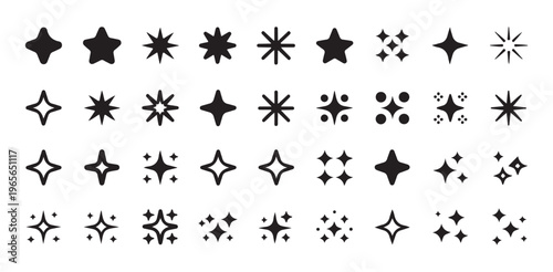 Bilde på lerret Assortment of glimmering star shapes sparkles and shiny points perfect for festi