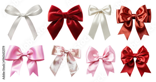 PNG Colorful satin bows collection on transparent background