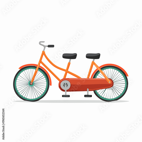 Vibrant cartoon tandem bike illustration representing partnership and eco-friendly shared journey and outdoor recreation