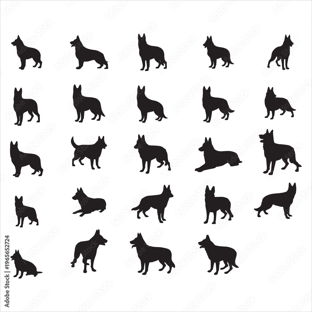 Obraz premium Belgian Shepherd Dog Silhouette Bundle