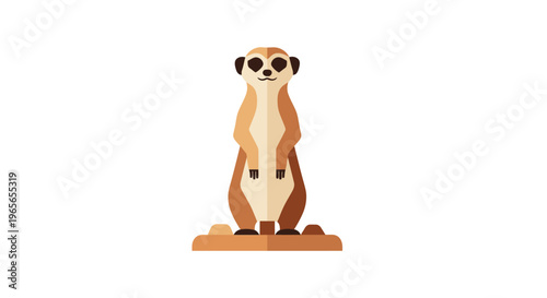 Cute Cartoon Meerkat Standing Upright.
