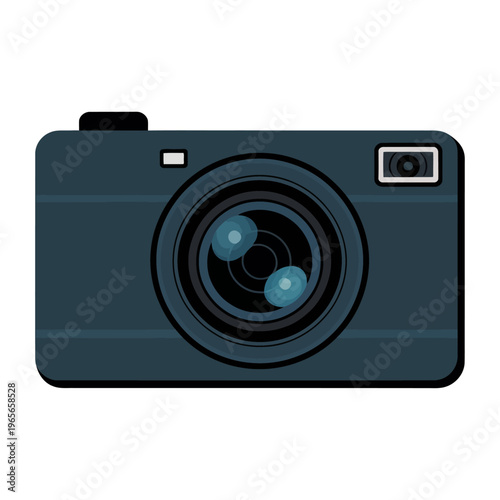 Vector of a sleek modern digital camera with lens and flash features