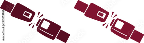Safety Belt Fastened Icon, Secure Seatbelt Symbol, Connected Buckle Graphic, Essential Road Safety Element for Automotive and Travel Designs