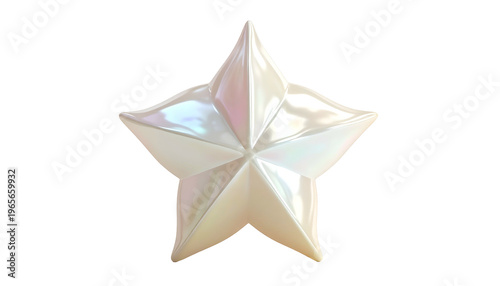 A pearlescent five-pointed star with a slight iridescent sheen, isolated on black
