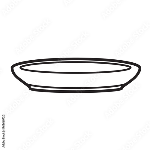 Saucer linear drawing isolated on white background