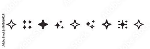 Sparkle stars icon set sparkle black silhouette simple vector design on white background