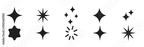 Foto Minimalist star shapes and burst icons vector illustration collection for modern