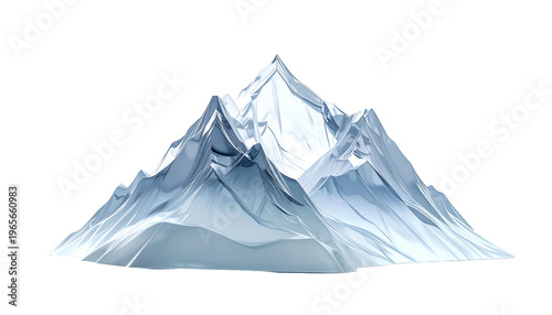 A stylized, transparent rendering of a majestic mountain range against a dark backdrop