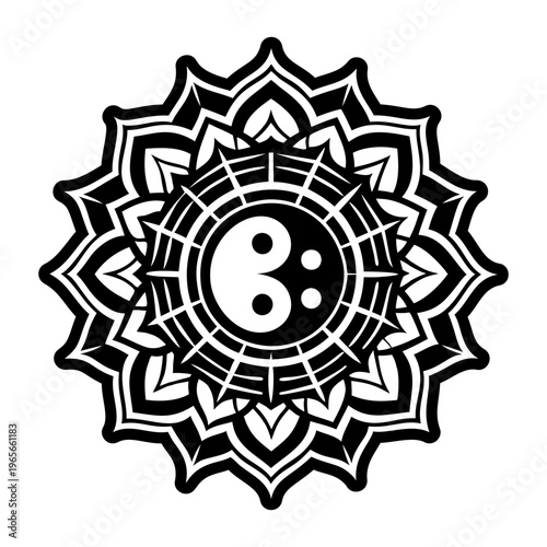 A glyph style icon of feng shui harmony