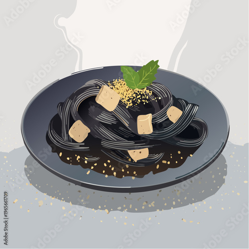 Schwarze Trüffel-Pasta mit Goldflocken