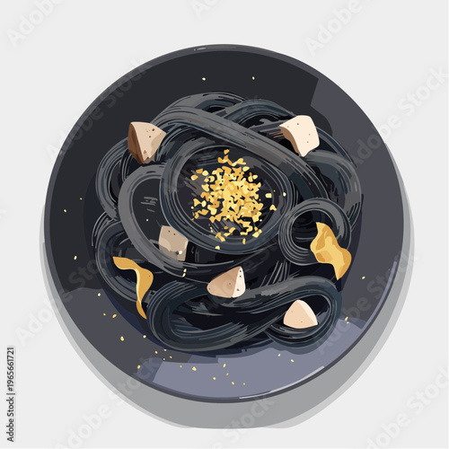 Schwarze Trüffel-Pasta mit Goldflocken