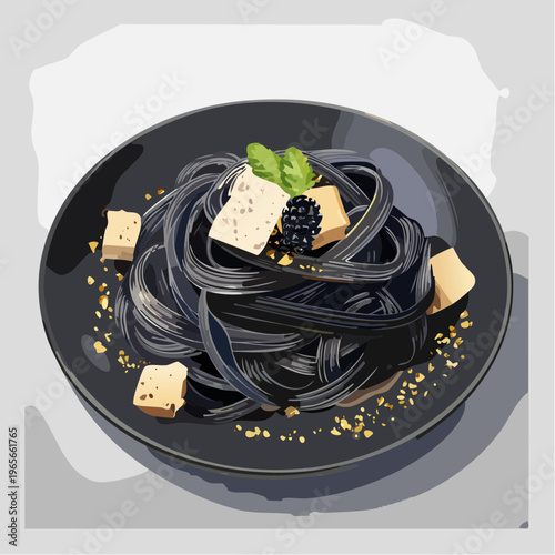 Schwarze Trüffel-Pasta mit Goldflocken