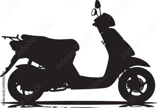 Black silhouette scooter facing right with single seat and handlebars vehicle motorcycle