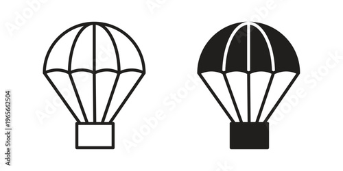 Parachute icon Line Design Vector Illustration. Solid Black icons