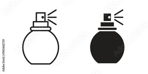 Perfume bottle icon Line Design Vector Illustration. Solid Black icons