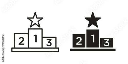 Podium icon Line Design Vector Illustration. Solid Black icons