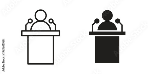 Politician speaker icon Line Design Vector Illustration. Solid Black icons