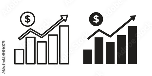 Revenue icon Line Design Vector Illustration. Solid Black icons