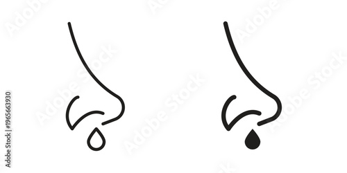 Runny nose icon Line Design Vector Illustration. Solid Black icons