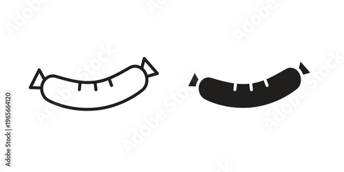 Sausage icon Line Design Vector Illustration. Solid Black icons