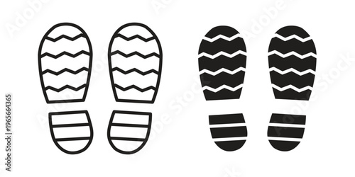 Shoe print icon Line Design Vector Illustration. Solid Black icons