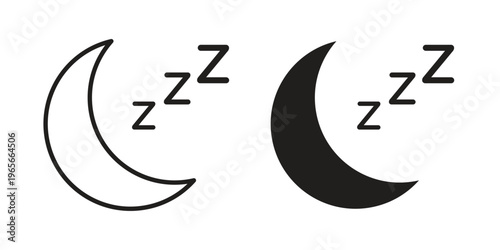 Sleep icon Line Design Vector Illustration. Solid Black icons