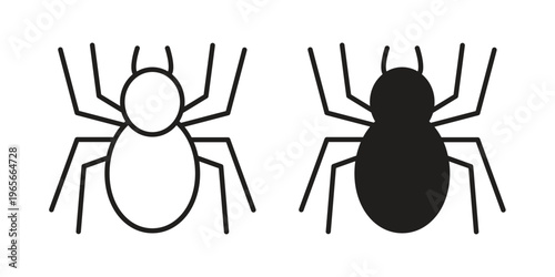 Spider icon Line Design Vector Illustration. Solid Black icons