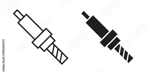 Spark plug icon Line Design Vector Illustration. Solid Black icons