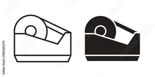 Tape dispenser icon Line Design Vector Illustration. Solid Black icons