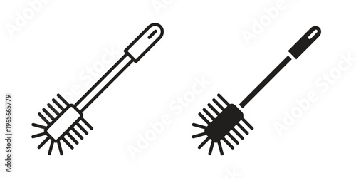 Toilet brush icon Line Design Vector Illustration. Solid Black icons