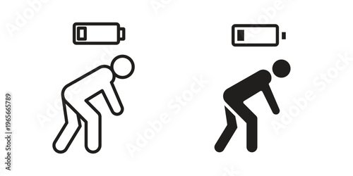 Tired icon Line Design Vector Illustration. Solid Black icons