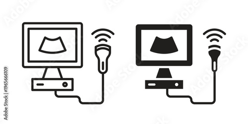 Ultrasonography icon Line Design Vector Illustration. Solid Black icons