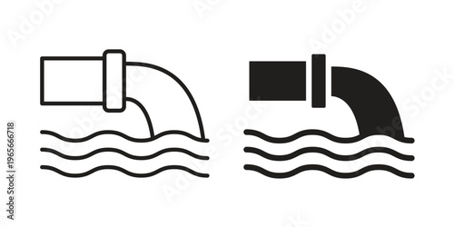 Waste water icon Line Design Vector Illustration. Solid Black icons