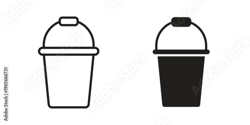 Water bucket icon Line Design Vector Illustration. Solid Black icons