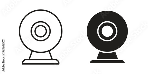 Webcam icon Line Design Vector Illustration. Solid Black icons
