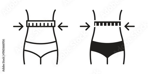 Weight loss icon Line Design Vector Illustration. Solid Black icons