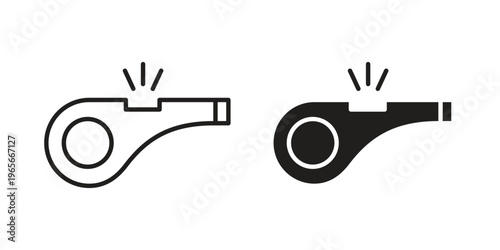 Whistle icon Line Design Vector Illustration. Solid Black icons