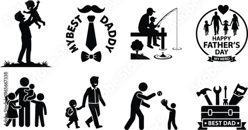 Celebrating fathers with various heartfelt and playful illustrations