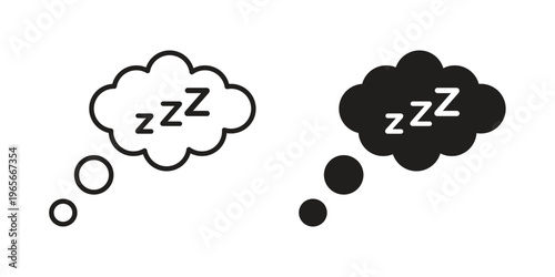Zzz icon Line Design Vector Illustration. Solid Black icons