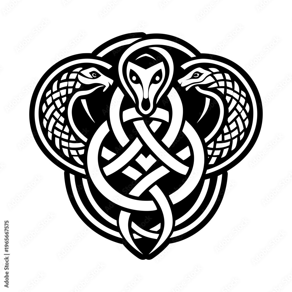 Obraz premium Celtic serpent icon in solid style