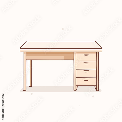 Elegant Wooden Desk with Drawer Set for Office or Study Room